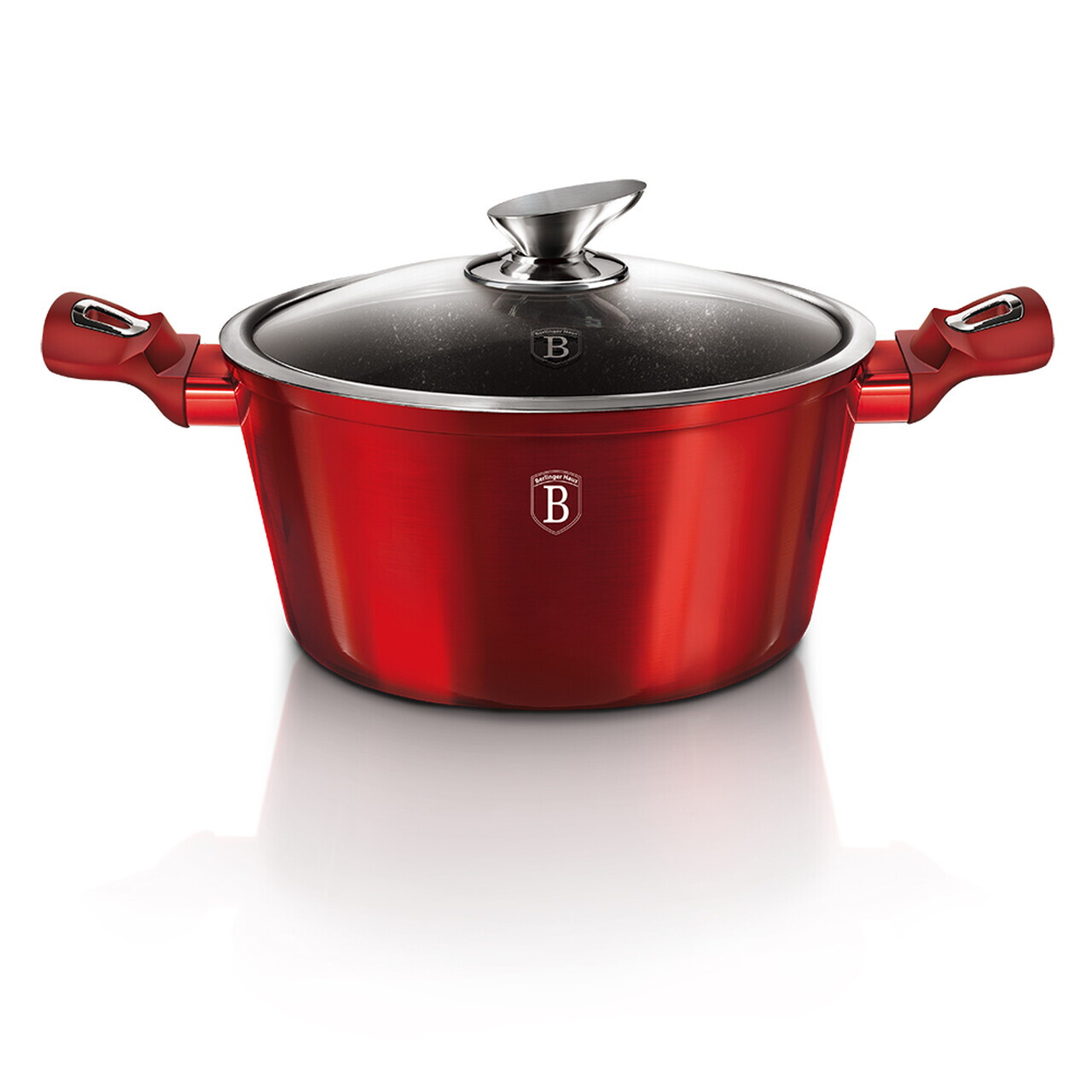 Oala cu capac Berlinger Haus, Burgundy, 28 cm, 6.1 L, aluminiu forjat, rosu - imagine 3